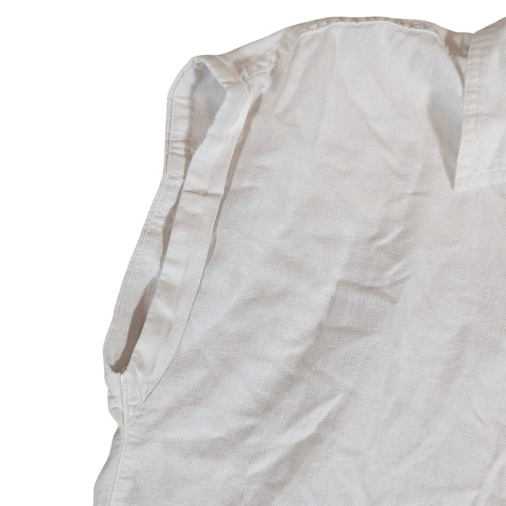 Orvis Button Down Top Womens Small White Linen Blend Short Sleeve Classic Pocket - Picture 4 of 8